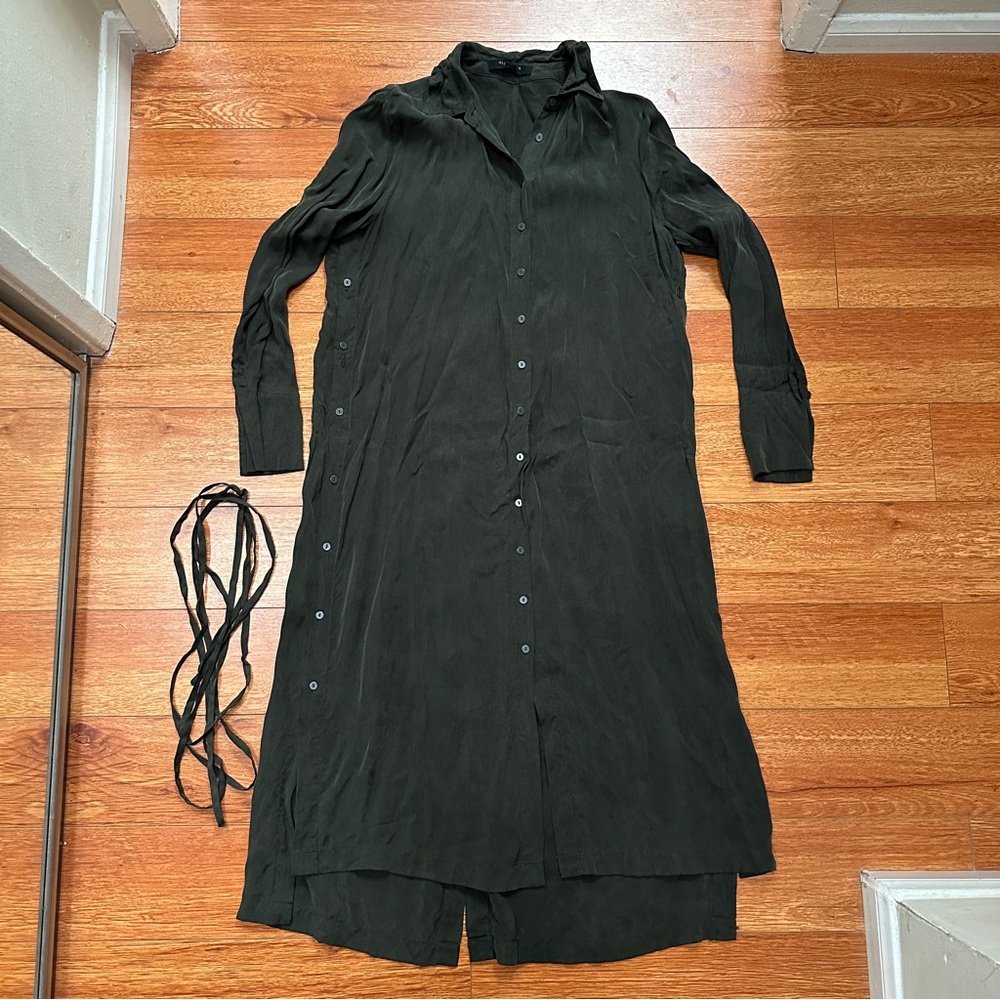 ALLSAINTS ANYA SHIRT DRESS SIZE SMALL - VERY DARK GREEN